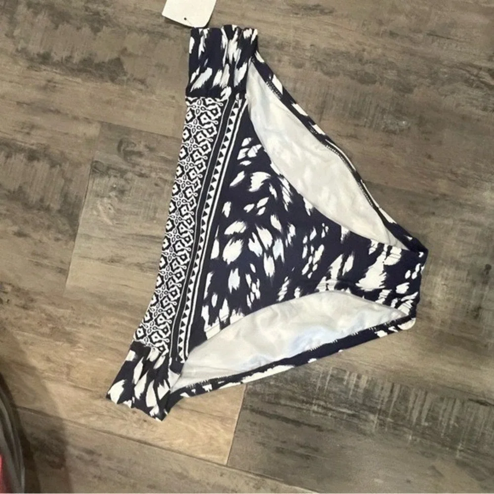 La Blanca Navy White Floral Geometric Bikini Bottoms 2 Pack NWT Size 12
